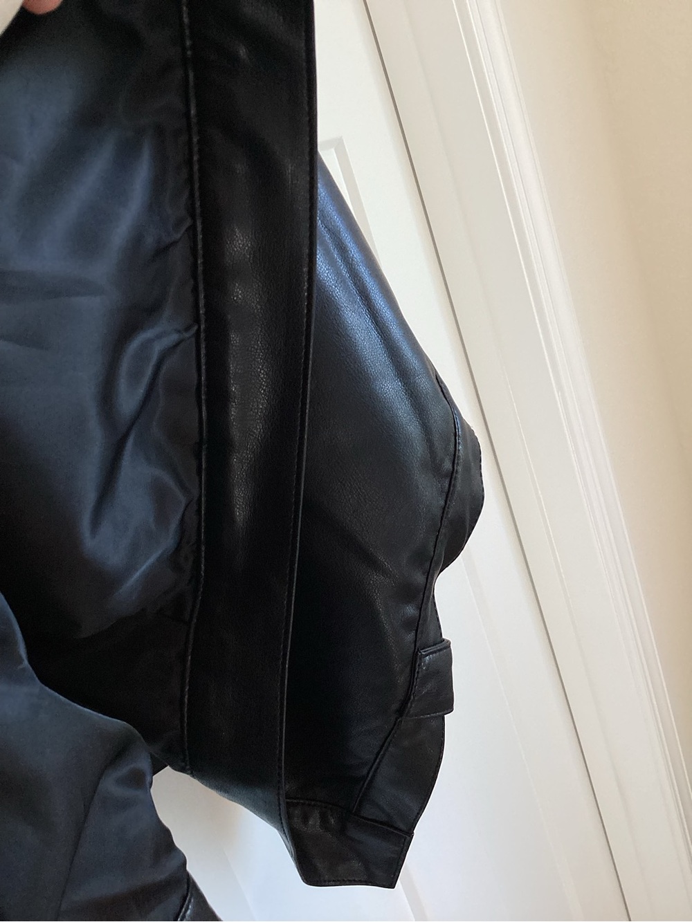 Anthropologie Faux Leather Cape Jacket Pilcro Weston Boyfriend Cape New Black - Picture 9 of 12